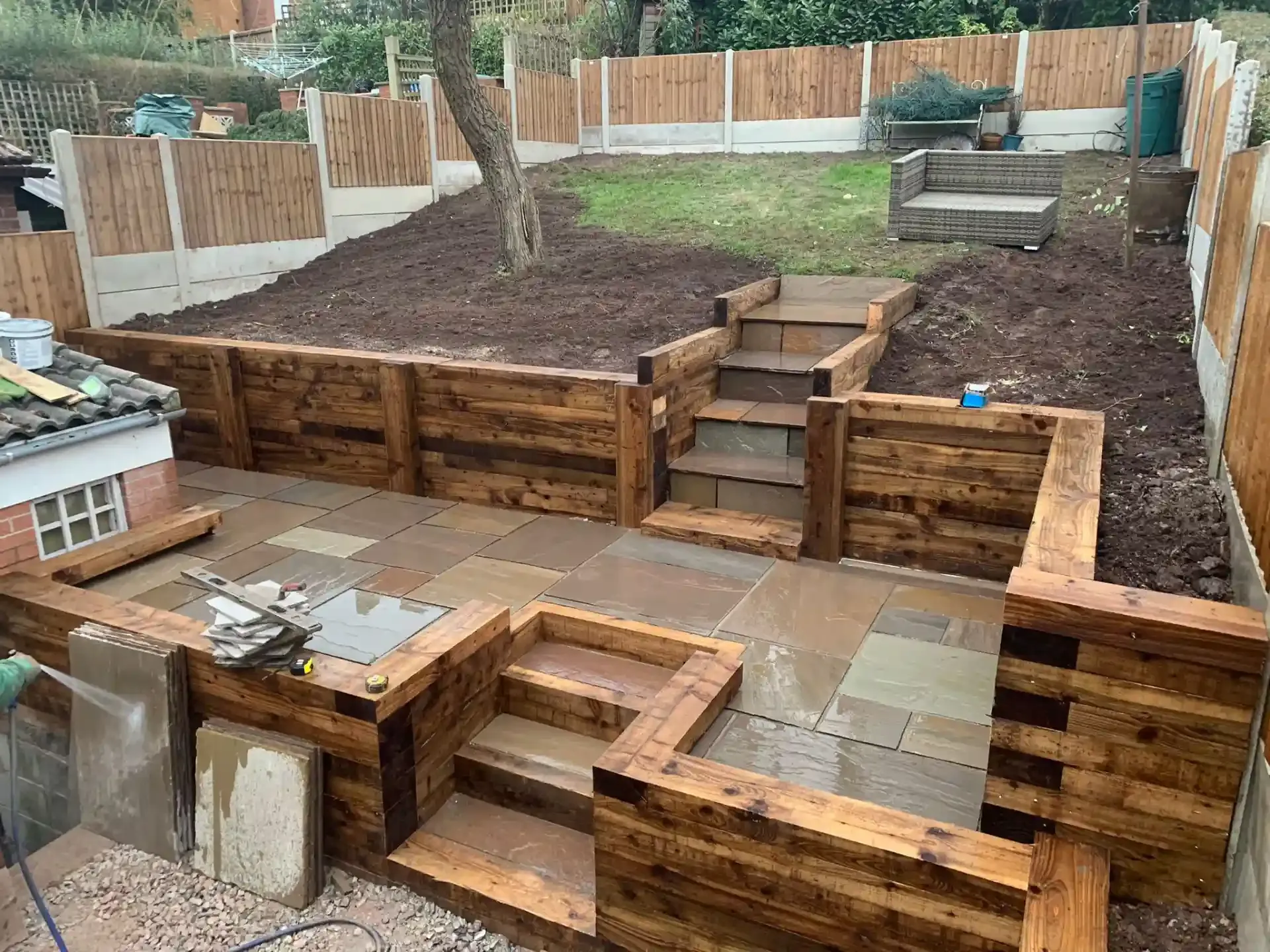 Sleeper retaining wall Stoke on Trent